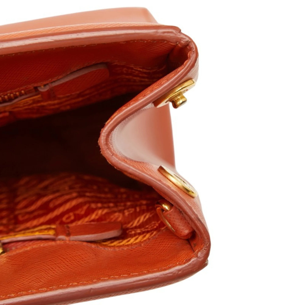 PRADA Orange Leather Saffiano Shoulder Bag - Picture 9 of 16